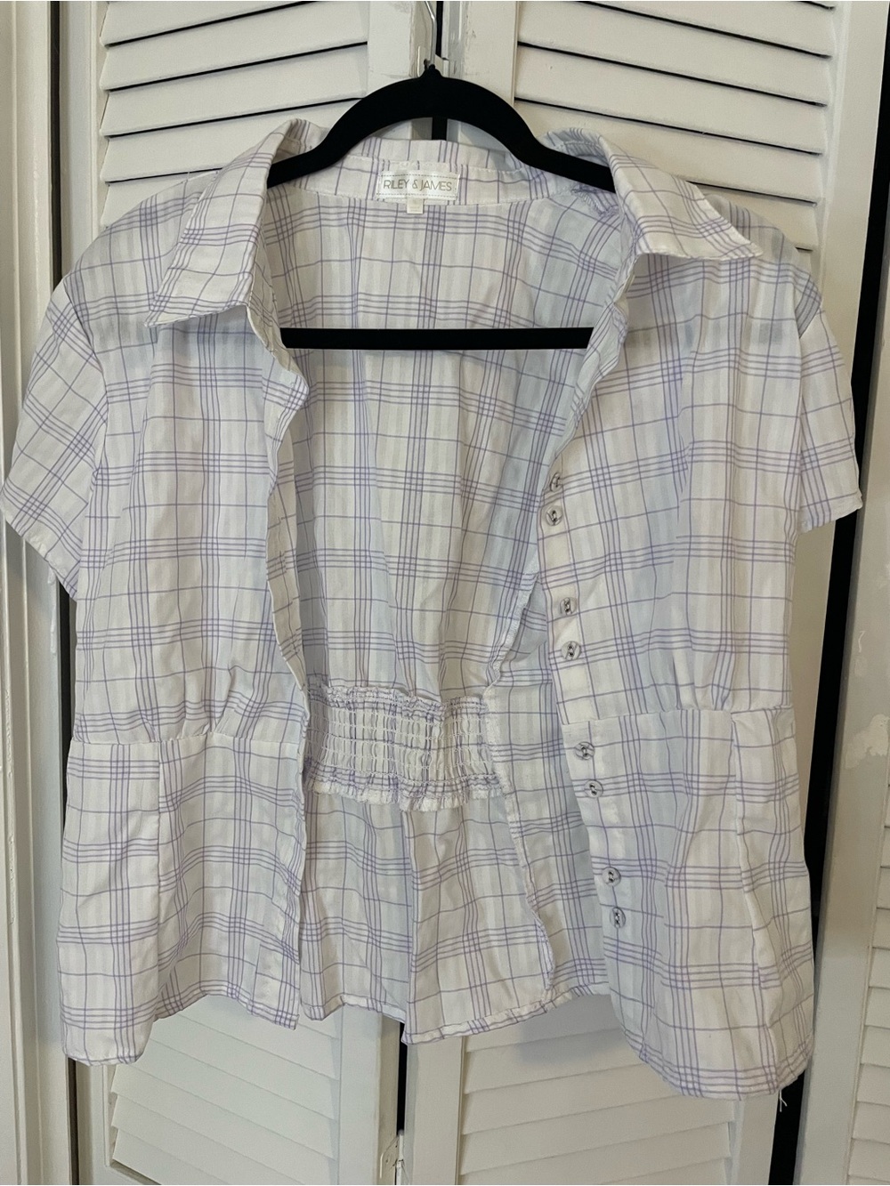 Riley Blake White & Lavender Plaid Short-Sleeve Button Front Shirt